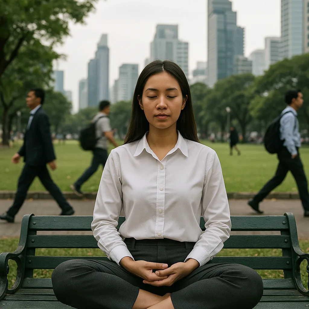 นั่งสมาธิคนเมือง: วิธีลดความเครียดในชีวิตประจำวันที่วุ่นวาย